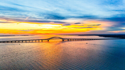 Robert Moses Causeway Bridge over the Great South Bay Sunset West Islip, NY