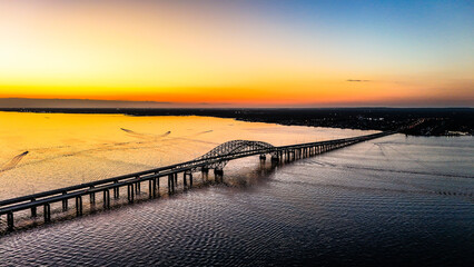 Robert Moses Causeway Bridge over the Great South Bay Sunset West Islip, NY