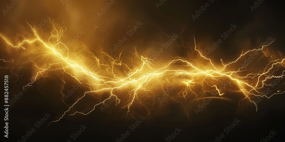 Poster a close-up view of a lightning bolt on a black background