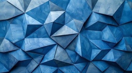 Fototapeta premium Dark blue neon geometric 3d abstract background, diamond shape, minimalist design stock photo, banner