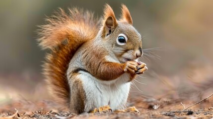 Red Squirrel Eating a Nut.
