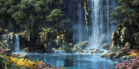 幻想的な新緑の水彩テクスチャ背景