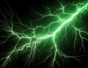 Green lightning in plain black background background 
