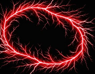 Red lightning in plain black background background 