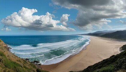 Scenic view of beach against cloudy sky 