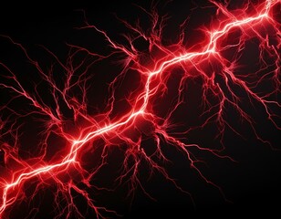 Red lightning in plain black background background 