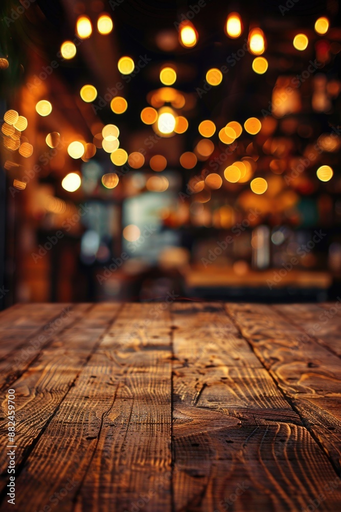 Poster a wooden table with soft lighting in the background