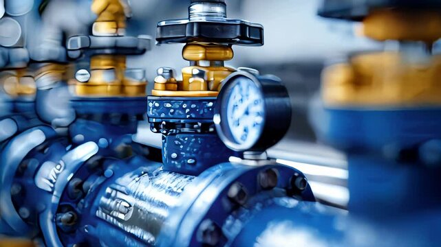 Pressure gauge on oil and gas production line. Oil and gas industry