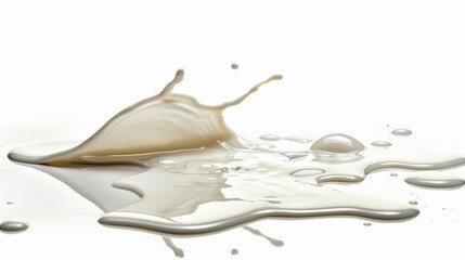 A small amount of milk splattered on a white surface, suitable for use in food or science related contexts