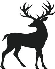 Deer silhouette vector art illustration with a white background
