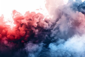 Isolated red and blue smoke on the background.