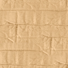 Seamless 4k photo texture of folded and dented cardboard paper.