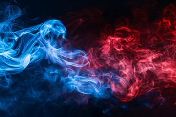 Obraz premium Isolated red and blue smoke on the background.