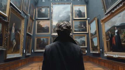 Naklejka premium Person at the exhibition