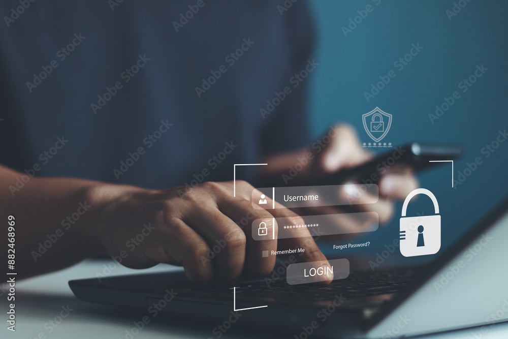 Poster cyber security, smartphone protection with 2fa, two-factor authentication, privacy protection data. 
