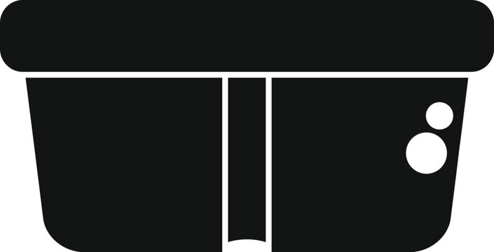 Black silhouette of a rectangular plastic container with a lid, ideal for storing food