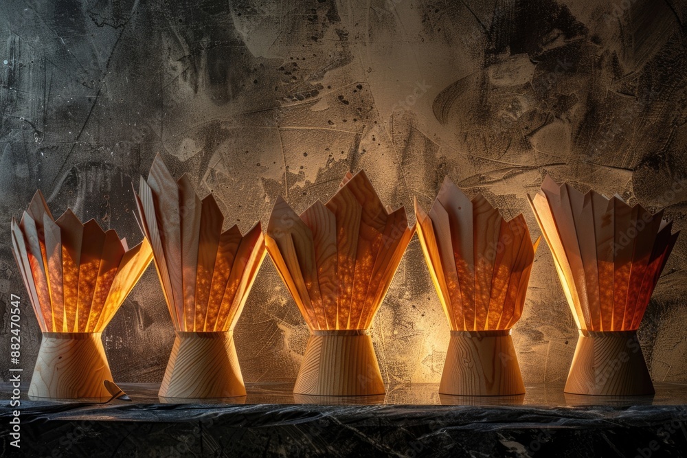 Poster a set of vases containing flames, ideal for use in scenes where fire and glass are needed