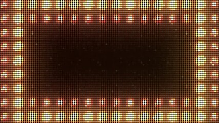 Marquee light board sign retro on black background. Bright golden light bulbs for banner or sign board. Luxury frame for casino text or logo with copy space. Abstract shiny border for glamour show - Powered by Adobe