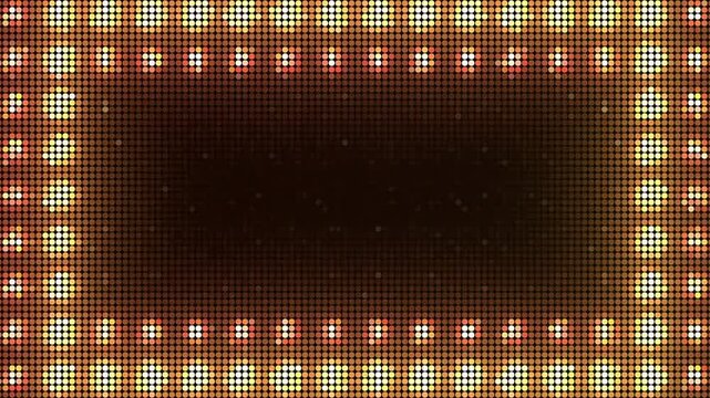 Marquee light board sign retro on black background. Bright golden light bulbs for banner or sign board. Luxury frame for casino text or logo with copy space. Abstract shiny border for glamour show - Powered by Adobe