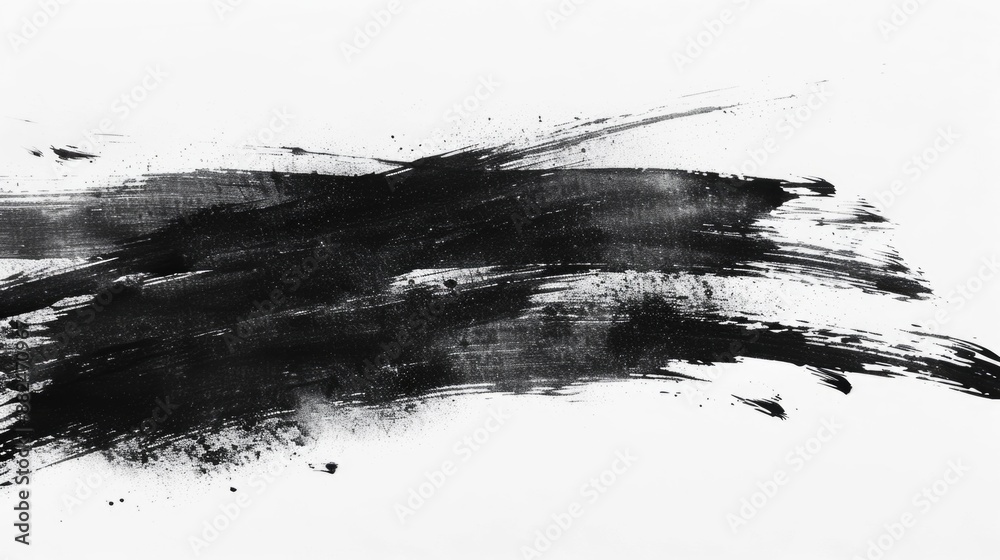 Poster a close-up view of a brush stroke in black and white, suitable for artistic or abstract themes