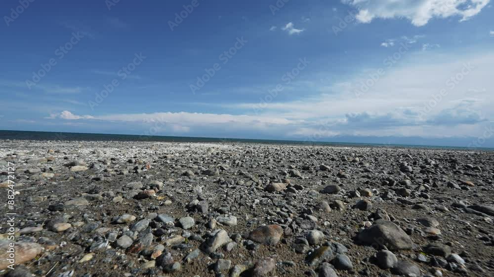 Wall mural Lake shore, summer rocky landscape