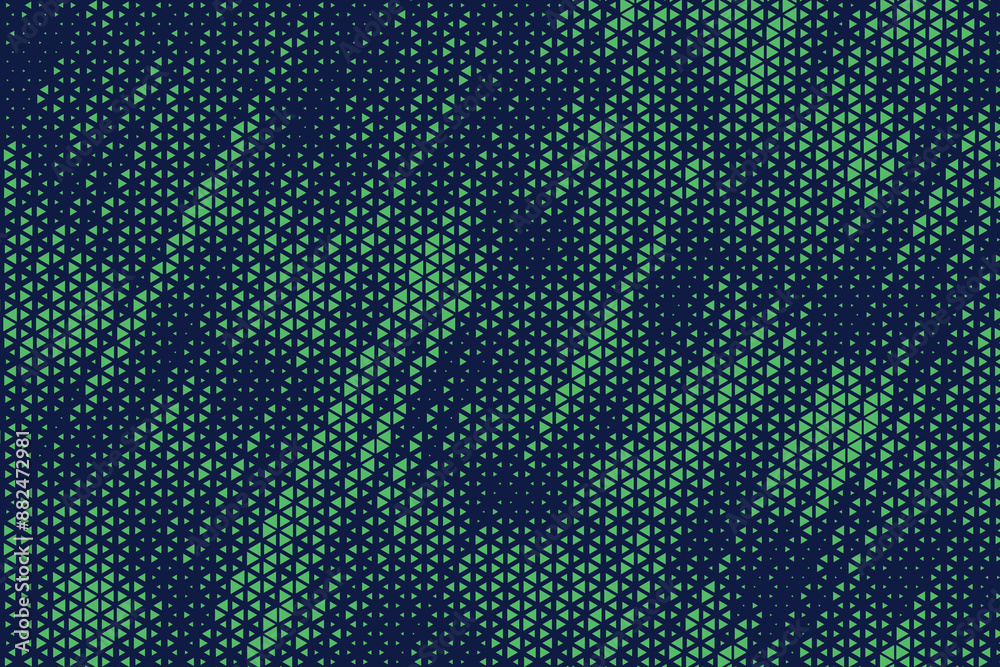 Aufkleber Triangular halftone texture retro wave vector. Geometric technology abstract diagonal dotted background. Half tone triangles retro comic pattern. Minimal 80s style dynamic tech structure wallpaper.	