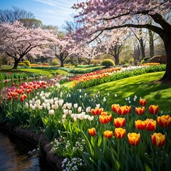 Beautiful spring in the park