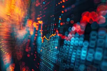 A close-up of a stock market chart displaying real-time price movements and trading volumes