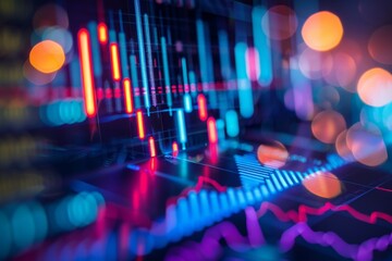 A close-up of a stock market chart displaying real-time price movements and trading volumes