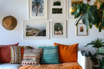 Naklejka premium Display your memories with pride in a white frame display, creating a beautiful focal point in any room