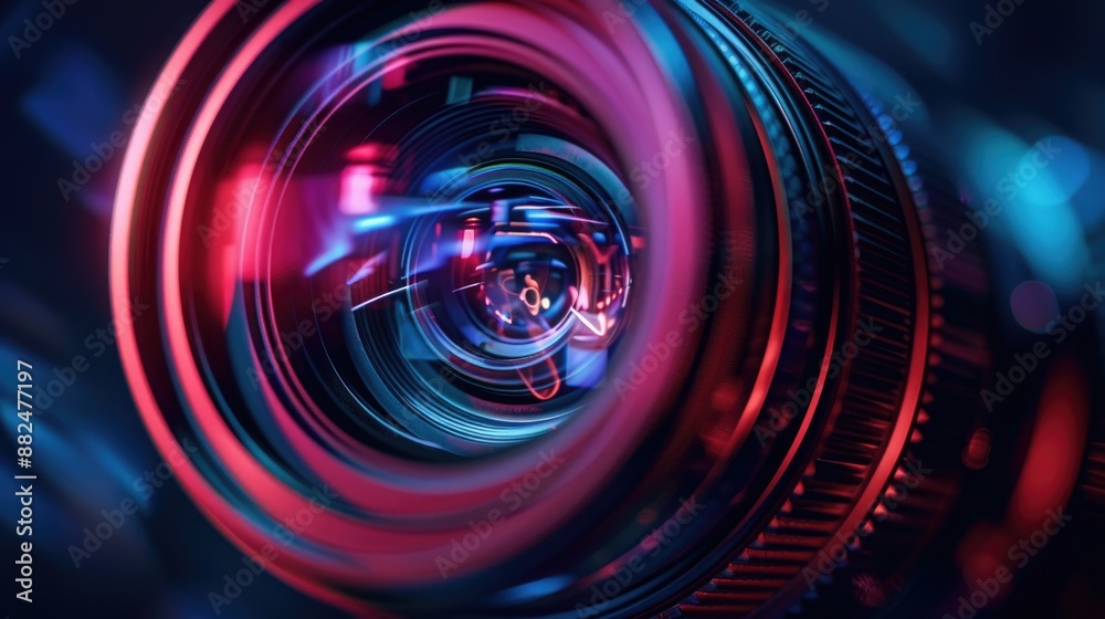 Aufkleber A detailed view of a camera lens showing its intricate design and mechanisms