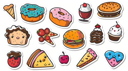 Graffiti stickers collection, isolated cartoon Baker, white background, vector graphics in clip art style,   generated AI