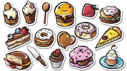 Graffiti stickers collection, isolated cartoon Baker, white background, vector graphics in clip art style,   generated AI