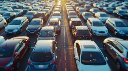 Fototapeta premium Car parking in outdoor parking Used car sales and rental services Car parking Car dealerships and dealer agent concept