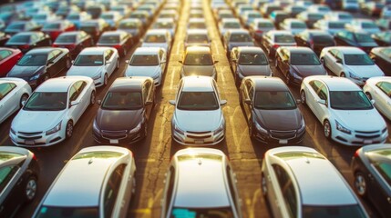 Car parking in outdoor parking Used car sales and rental services Car parking Car dealerships and dealer agent concept