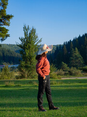 hiker woman in the plateau