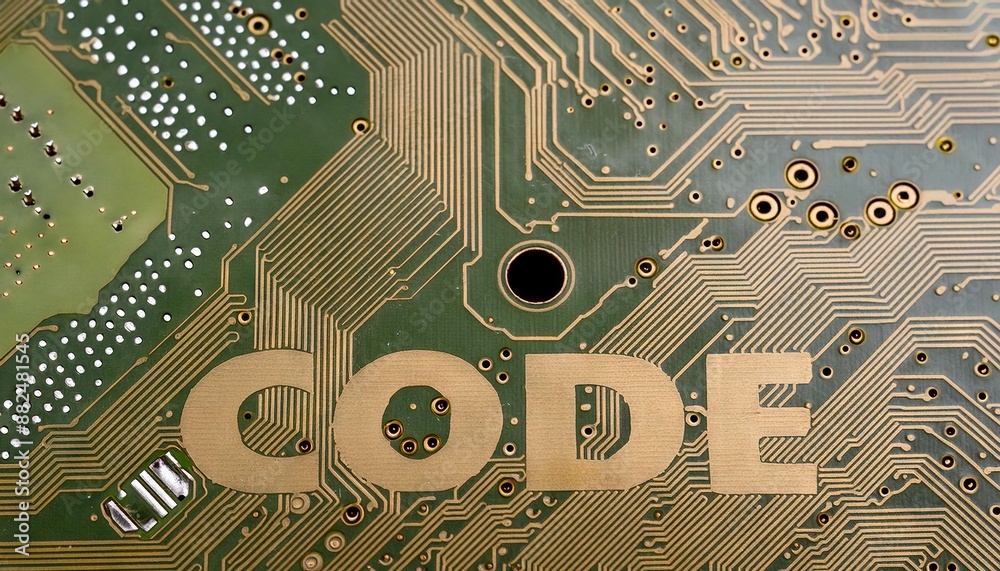 Poster circuit board with code text highlight