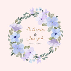 soft purple blue floral watercolor wreath