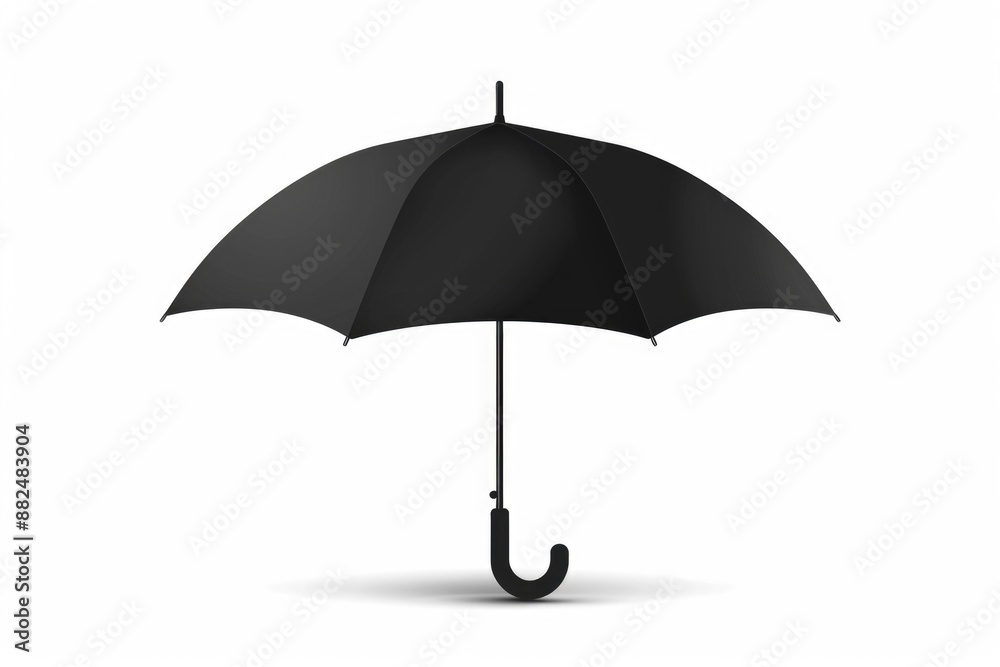 Poster a simple still life image of a black umbrella sitting on a white background, ideal for use in design