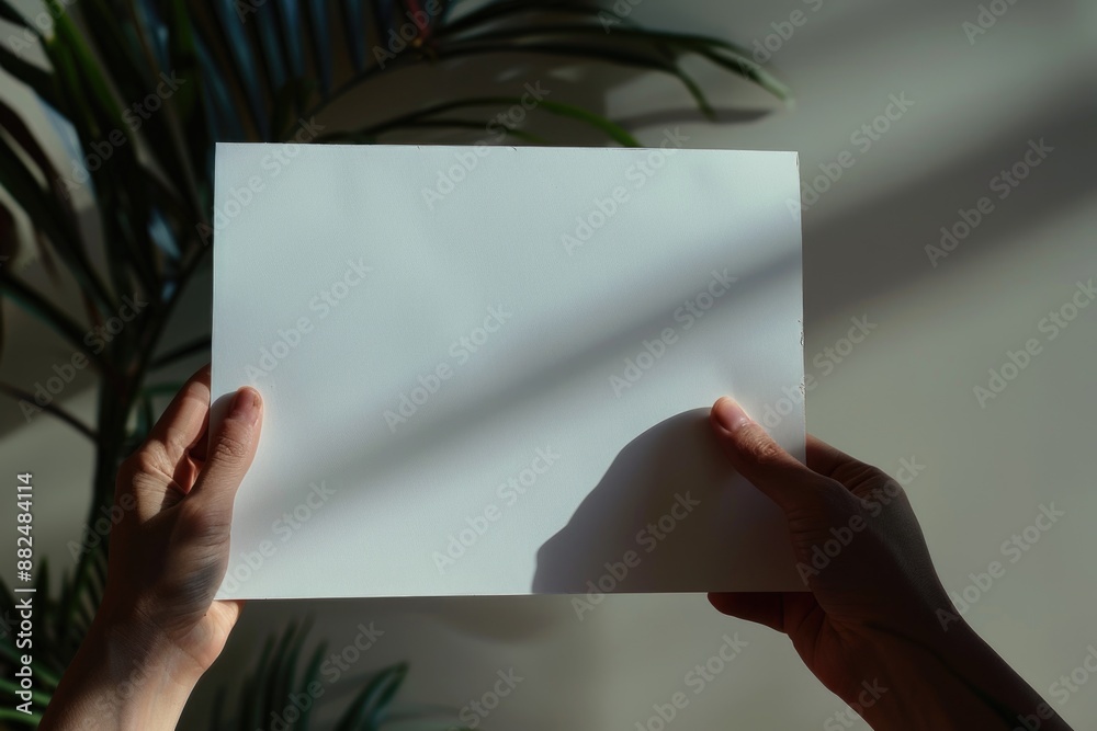 Poster a person holds a piece of paper in their hand, possibly containing important information or a messag