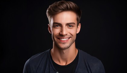 Fototapeta premium Smiling Young Man in Casual Attire Portrait