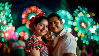 young mexican family during a traditional celebration