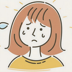 悩んだ顔をしている女性のイラスト