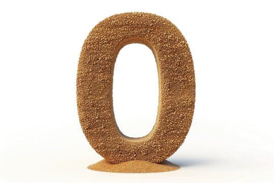 A single digit '0' made from sand on a white surface, possibly used as a decorative element or for creative purposes