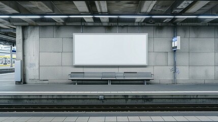 Train Station with Blank Canvas Poster