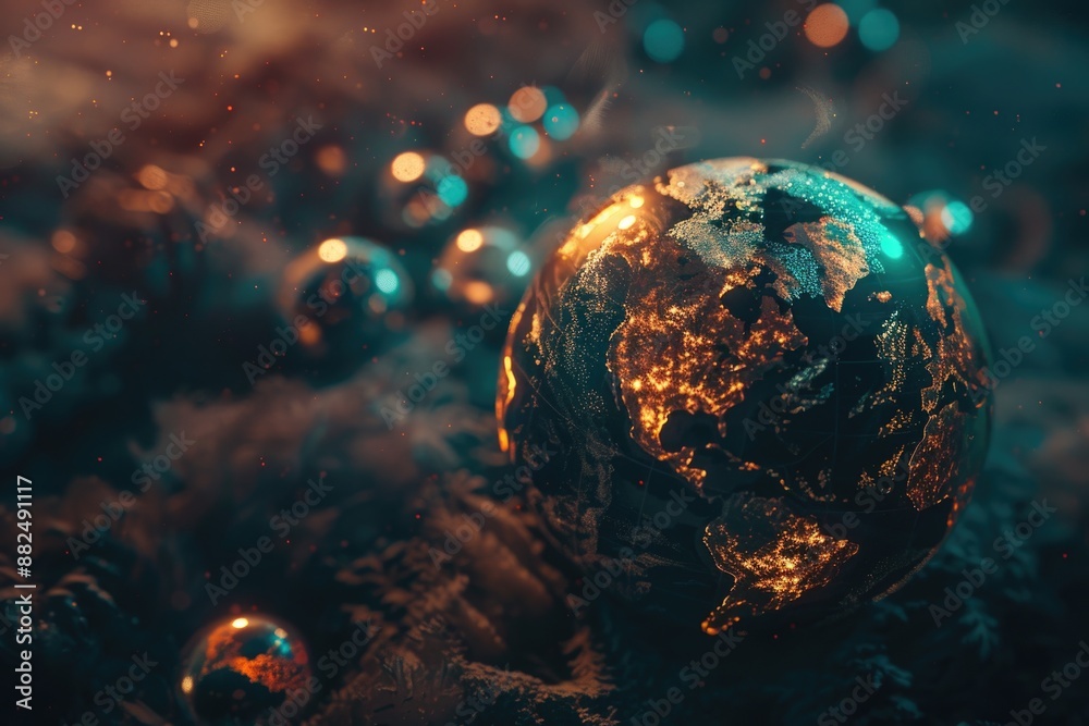 Poster a close-up shot of a shiny ball lying in a grassy field