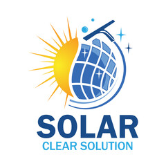 Solar cleaning logo design template. Solar logo suitable for solar cleaning energy business