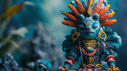 Obraz premium Mystical Figurine with Feathers and Jewelry.