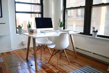 Minimalist Home Office with White Desk and Chair