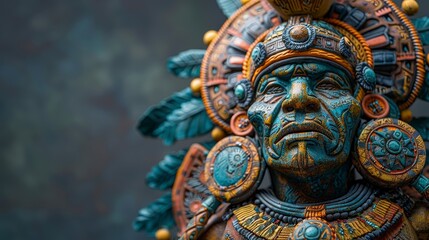 Close Up of a Mayan God Statue.